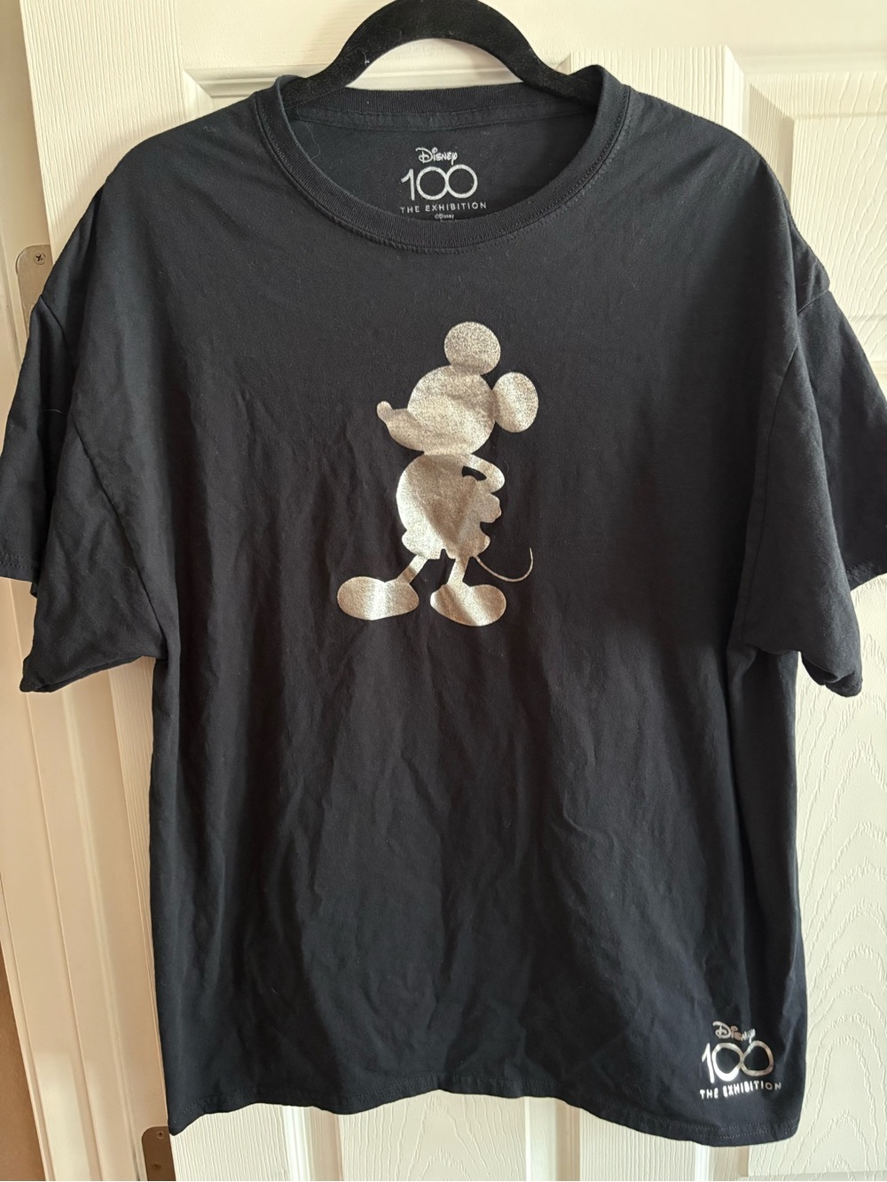 Disney the exhibition t shirt Mickey Mouse silver black 100 years men's size XL